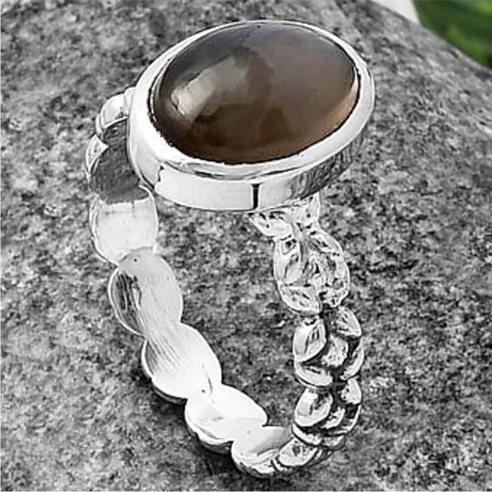 Gray moonstone sterling silver rings size 7.5 or 8 - Picture 4 of 6